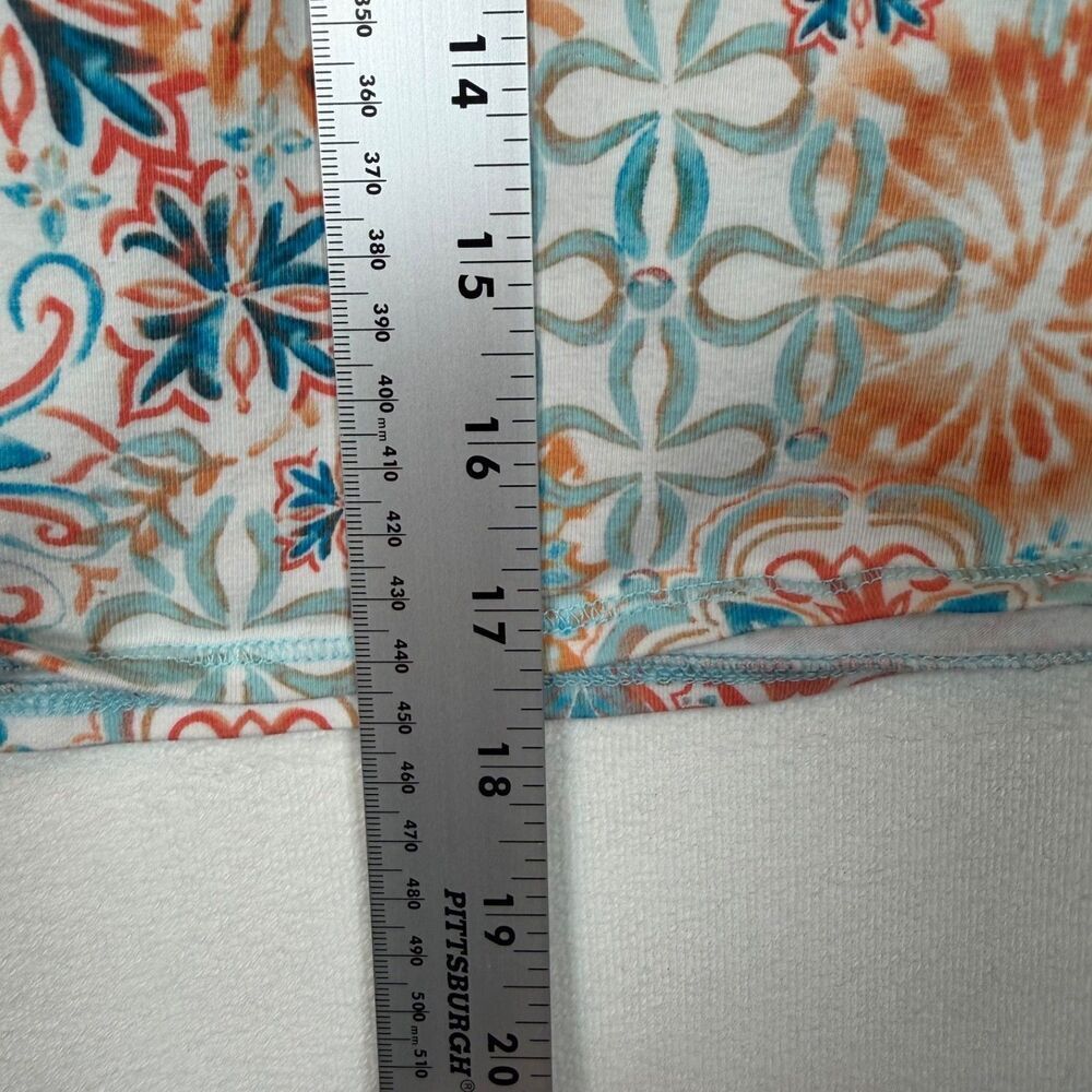 Talbots Skort 2X Orange Blue Geo Print Pull On Stretch Golf Skirt Built In Short - Picture 9 of 9